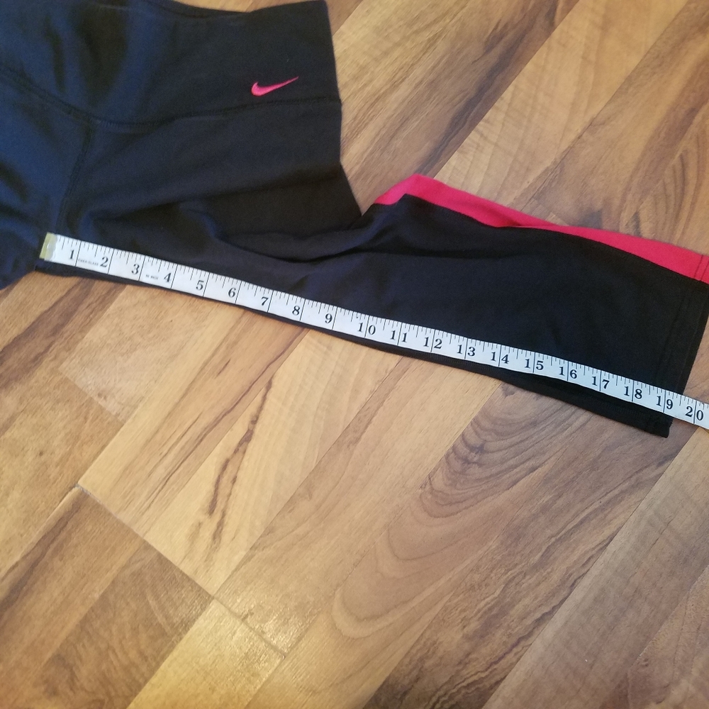 Nike Leggings Womens Medium Capri Dri-Fit Pull On Running Black Tub1 - Picture 7 of 9